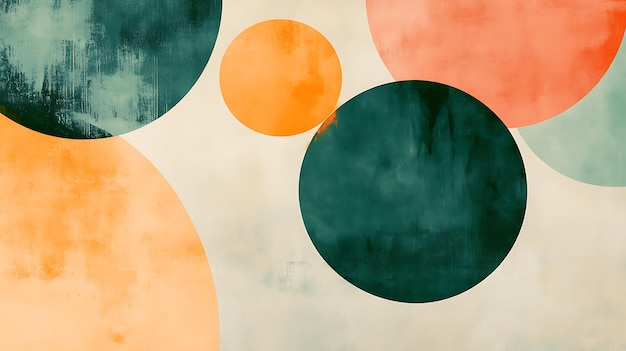 a colorful background with circles and a green and orange circle