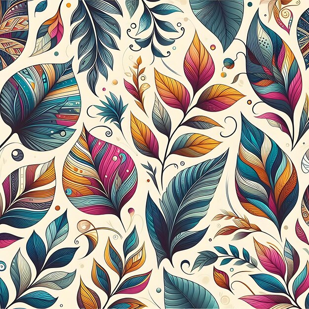 a colorful background with colorful leaves and a colorful bird