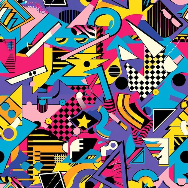 a colorful background with a colorful pattern of different shapes and colors