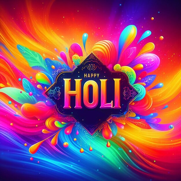 colorful background with a colorful splash of powder and Holi Wish Banner colorful abstract