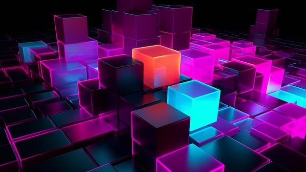 A colorful background with cubes and the words'neon'on it