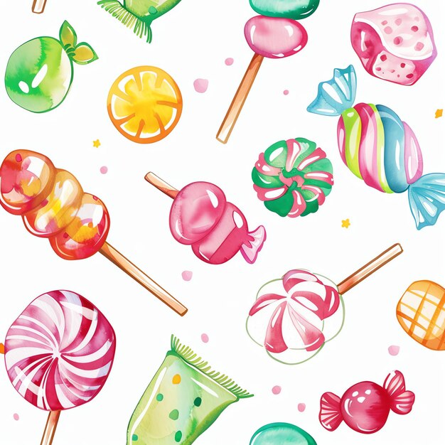 Photo a colorful background with different colored candies and candy