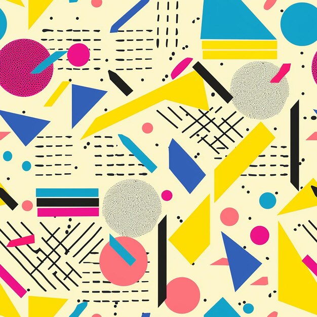 a colorful background with different colored circles and a yellow background