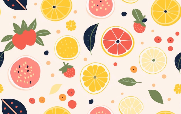 a colorful background with different fruits and fruits