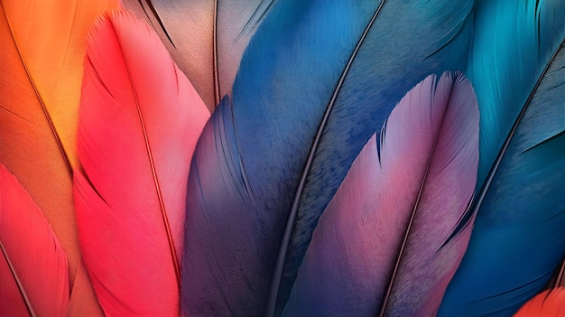 Photo a colorful background with feathers that are in blue