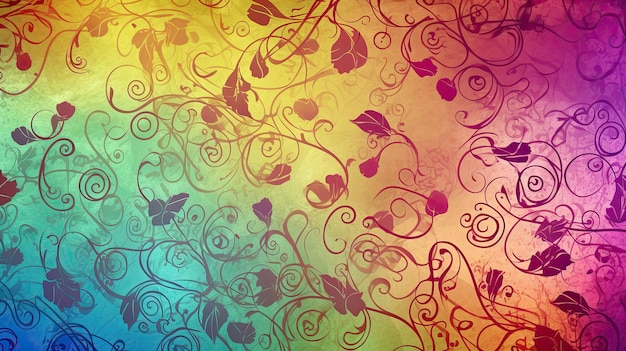 A colorful background with a floral pattern in the center.