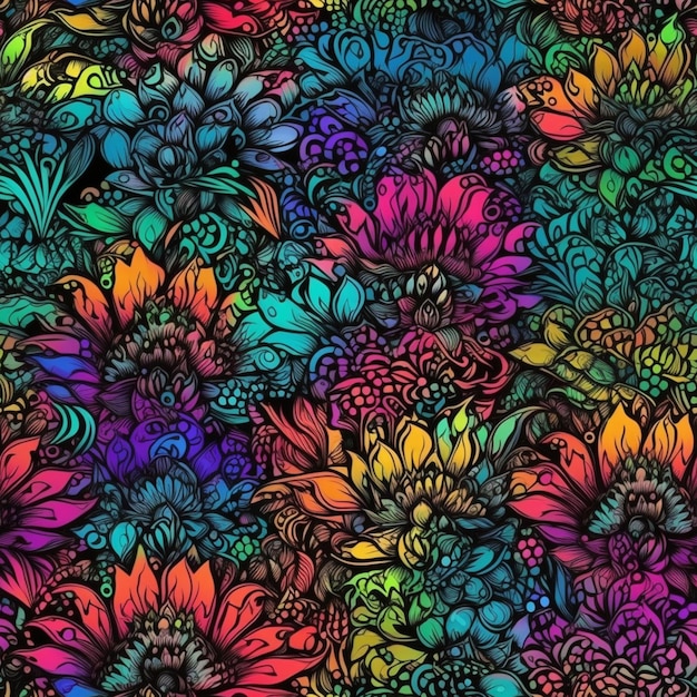 A colorful background with a floral pattern.