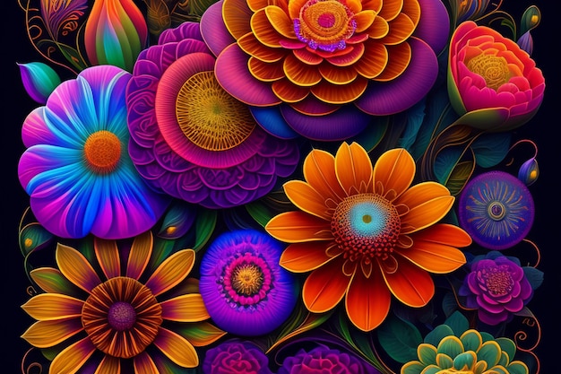 A colorful background with a flower pattern.