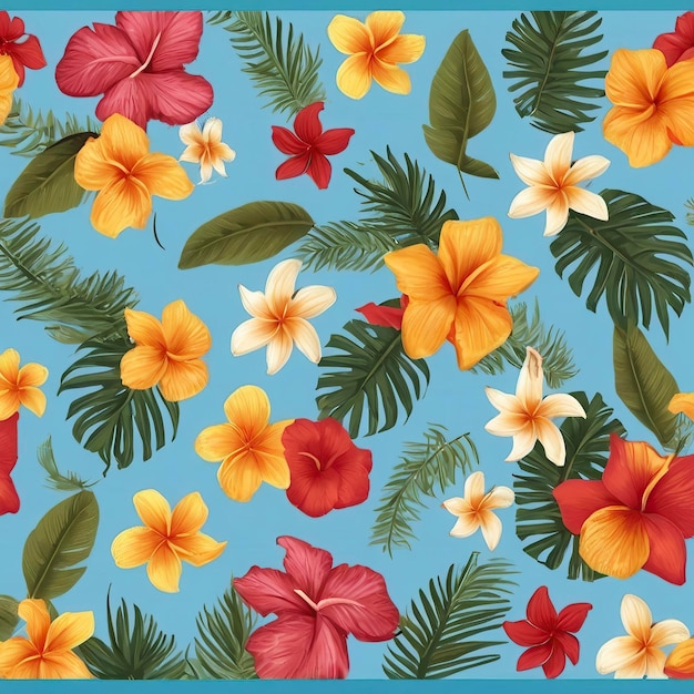 a colorful background with flowers and leaves and flowers