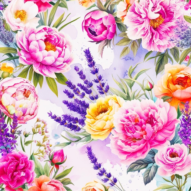 a colorful background with flowers and the word spring