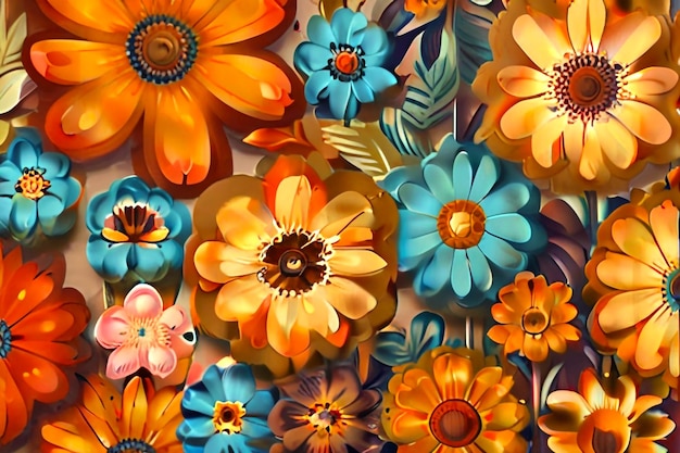 a colorful background with flowers