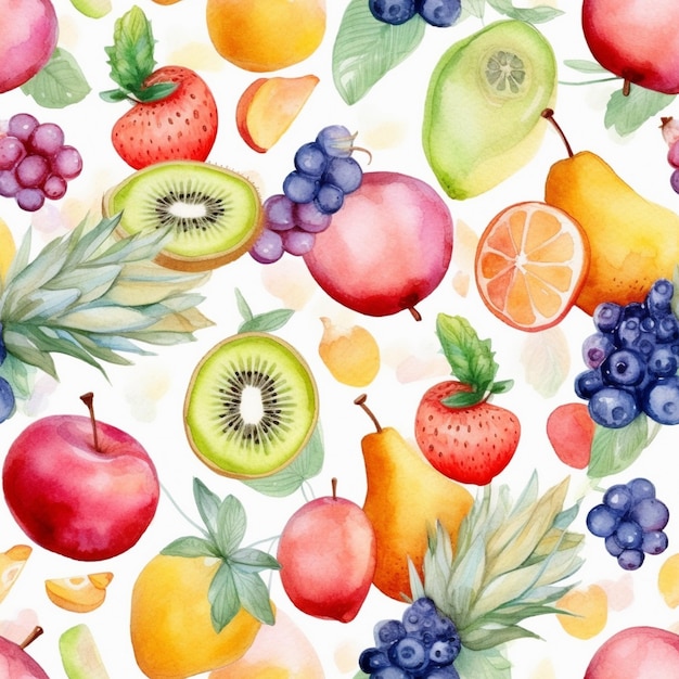 a colorful background with fruits and berries and fruits