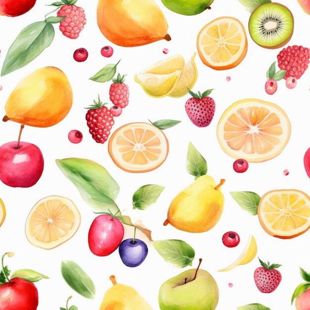 a colorful background with fruits and berries and the words fruit on it