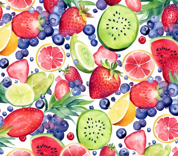 a colorful background with fruits and berries and the words fruit on it