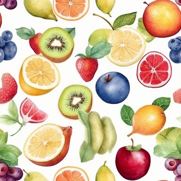 a colorful background with fruits and berries and the words fruit on it