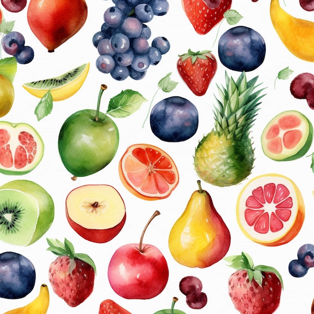 a colorful background with fruits and berries and the words fruit on it