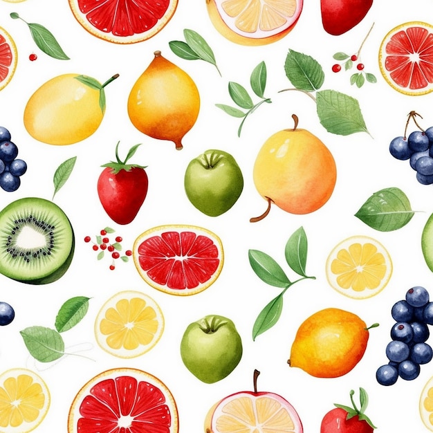 a colorful background with fruits and berries and the words fruit on it