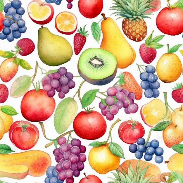 a colorful background with fruits and berries and the words fruit on it