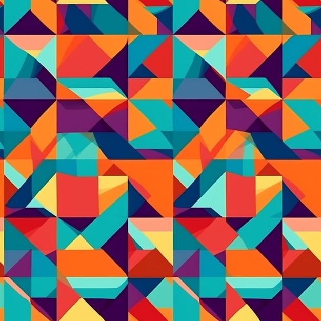 A colorful background with a geometric pattern in orange and blue.