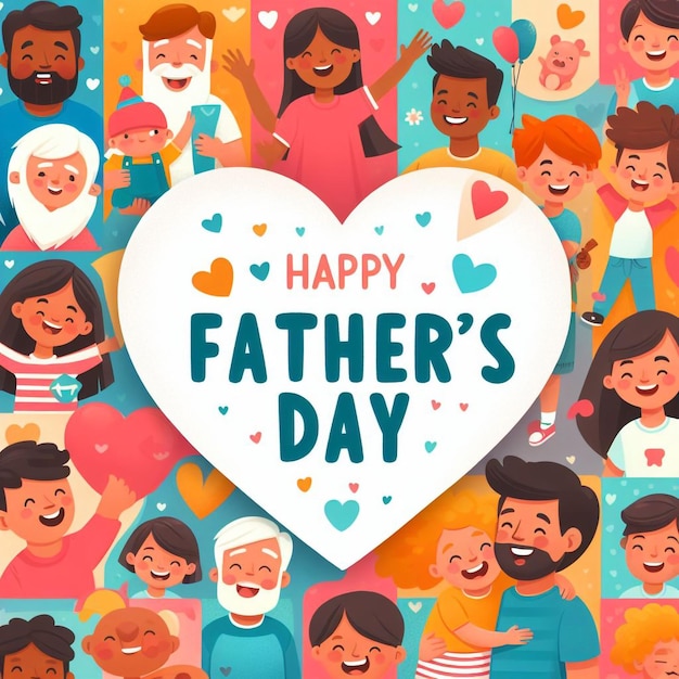 a colorful background with a happy fathers day greeting card