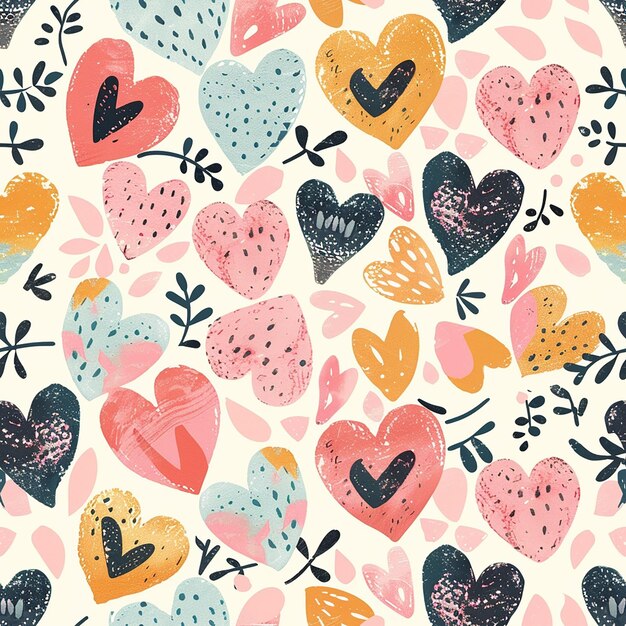 a colorful background with hearts and hearts painted on it