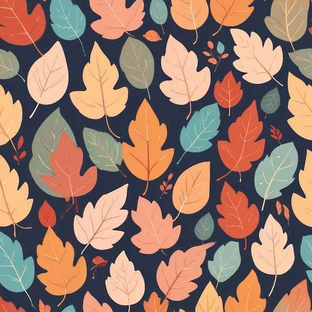 a colorful background with leaves and a blue background