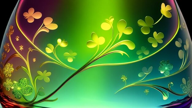 A colorful background with leaves and flowers with the words " clover " on the bottom.