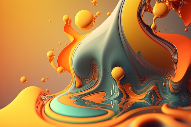 A colorful background with a liquid and the word orange on it