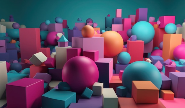 A colorful background with a lot of cubes and boxes.