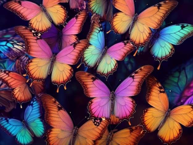 A colorful background with many butterflies