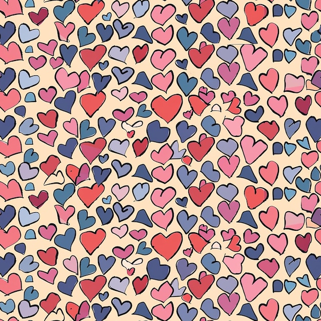 Photo a colorful background with many hearts and the word love