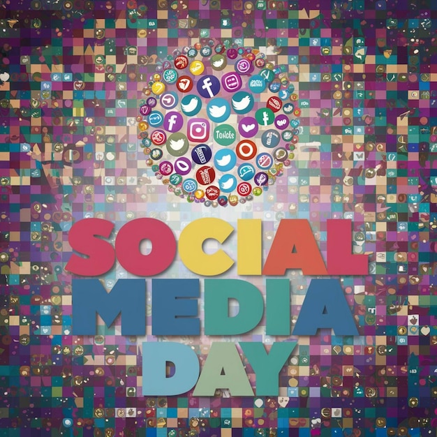 a colorful background with a message social media day day