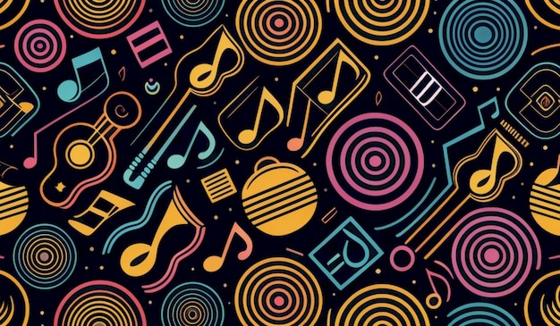 Photo a colorful background with music notes and a colorful background with the word music