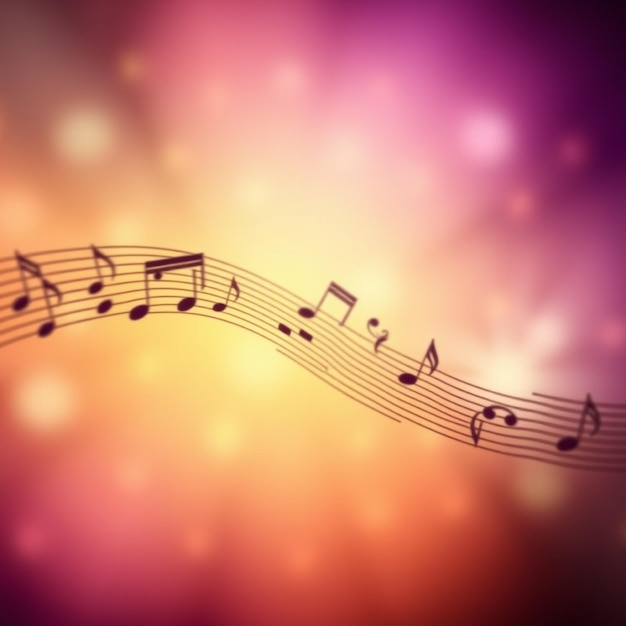 a colorful background with music notes and a number of notes