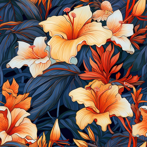 A colorful background with orange and orange flowers.