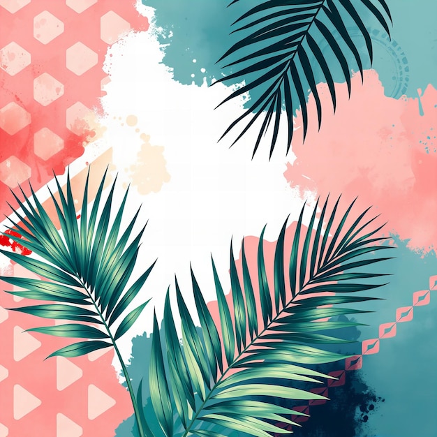 a colorful background with palm trees and a colorful background