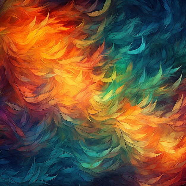 A colorful background with a pattern of feathers.