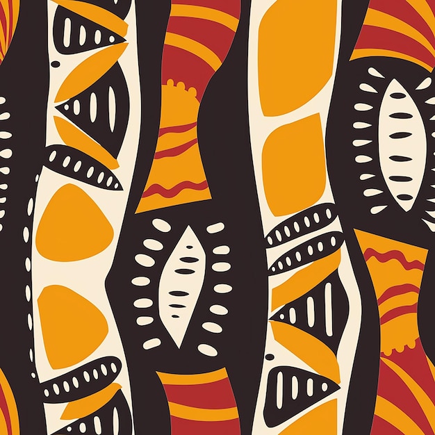 a colorful background with a pattern of leaves and a yellow and orange