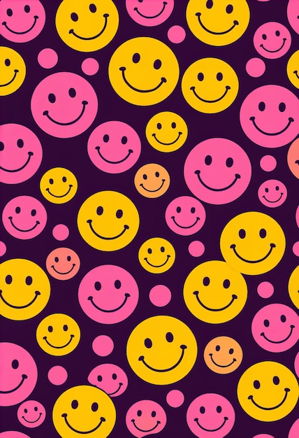 Photo a colorful background with a pattern of smiley faces