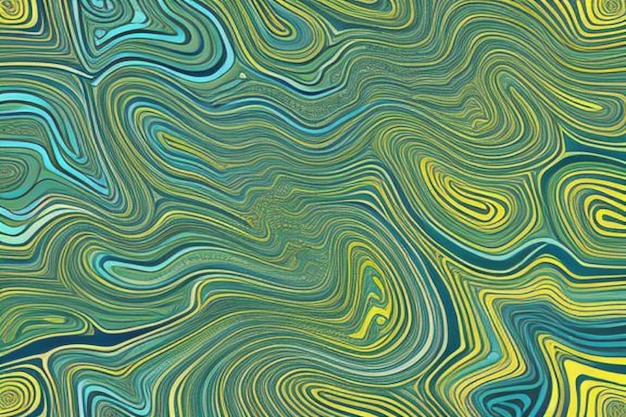 a colorful background with a pattern of waves and a yellow background