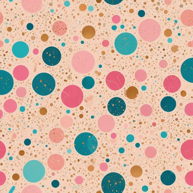 a colorful background with pink and blue dots and dots