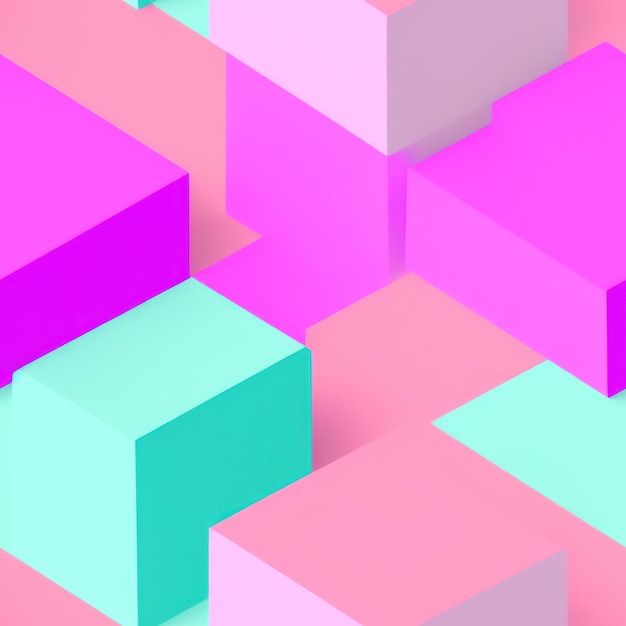 A colorful background with a pink and green cubes.