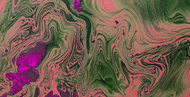 A colorful background with a pink and green swirls.