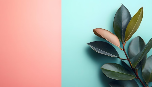 Photo a colorful background with a plant and a blue and pink background