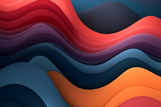 A colorful background with a red and blue wave pattern.