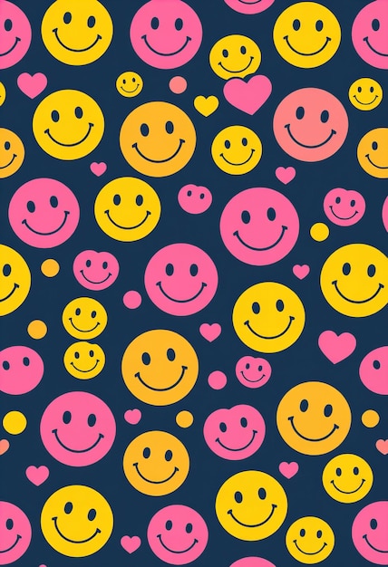 Photo a colorful background with smiley faces and hearts