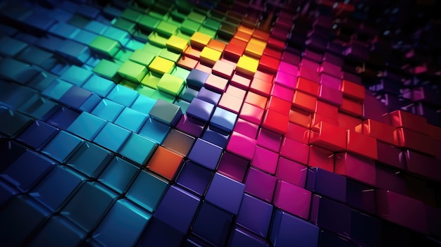 A colorful background with squares and cubes