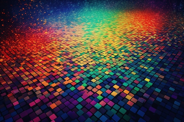 A colorful background with squares and the word rainbow on it