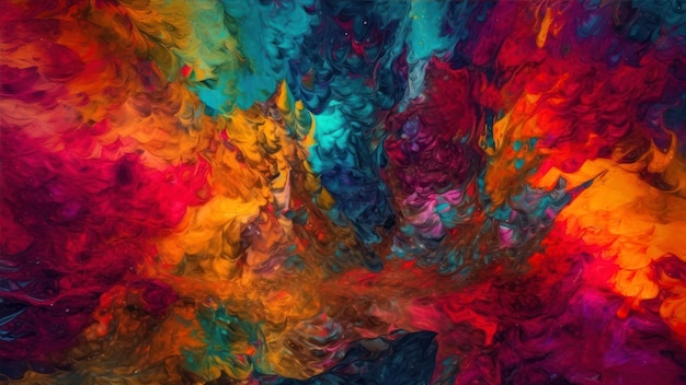 A colorful background with a swirl of paint and a blue background.