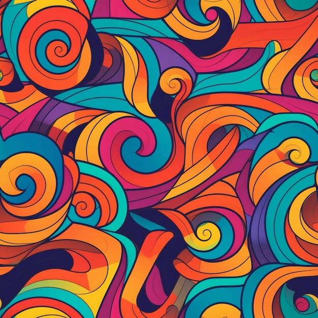 Colorful background with a swirls and the word.